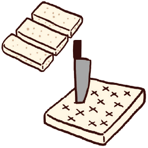 食パン1枚を握りやすいように1/3に切る。トーストしてバターやジャムを塗る